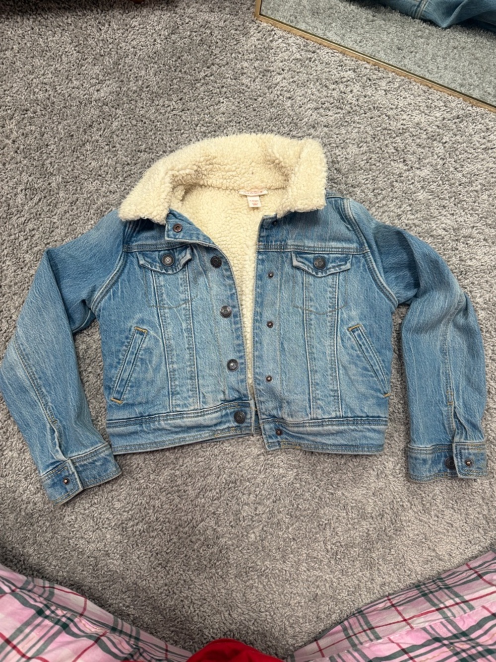 Levi's Light Blue Denim Sherpa Jacket with Cream Lining